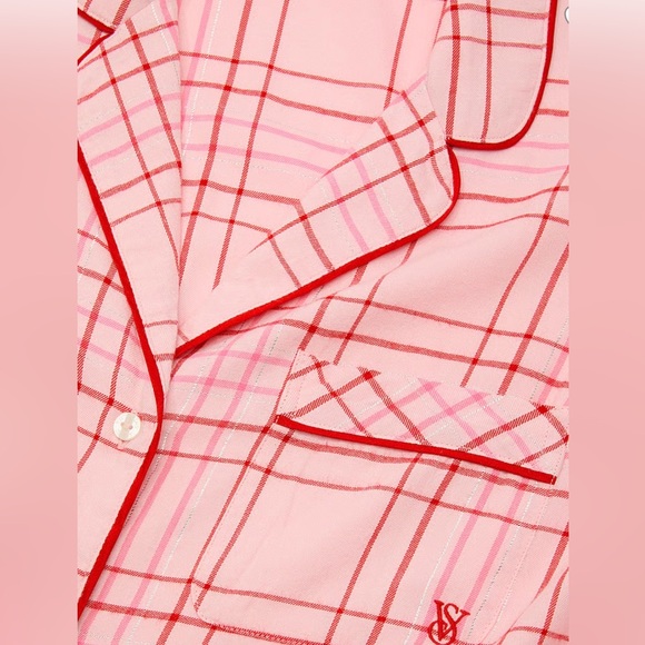 NWT!! Victoria’s Secret Flannel set, Cotton/Modal, Pink Plaid, Large regular. - Picture 2 of 5